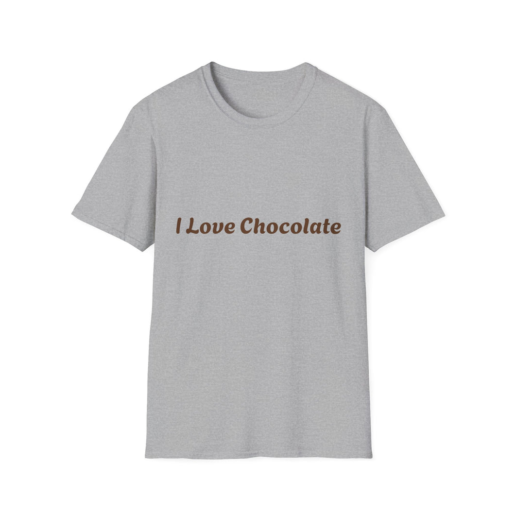 I Love Chocolate Unisex T-Shirt | Sweet Gift for Chocolate Lovers, Casual Wear, Birthday, Celebrations, Foodie Fashion