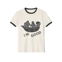 Load image into Gallery viewer, Funny Sloth Graphic Ringer T-Shirt - &quot;I&#39;M GOOD&quot; - Unisex Cotton Tee
