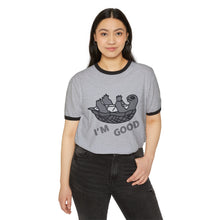 Load image into Gallery viewer, Funny Sloth Graphic Ringer T-Shirt - "I'M GOOD" - Unisex Cotton Tee
